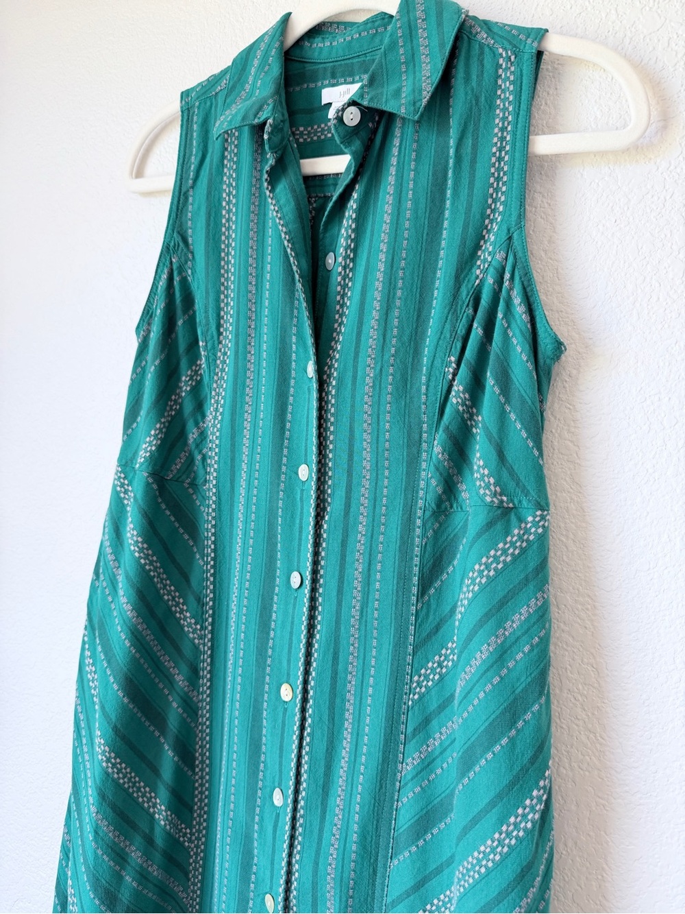 J. Jill Dobby Dress Green Striped Button Front Maxi Dress XS - Picture 9 of 15